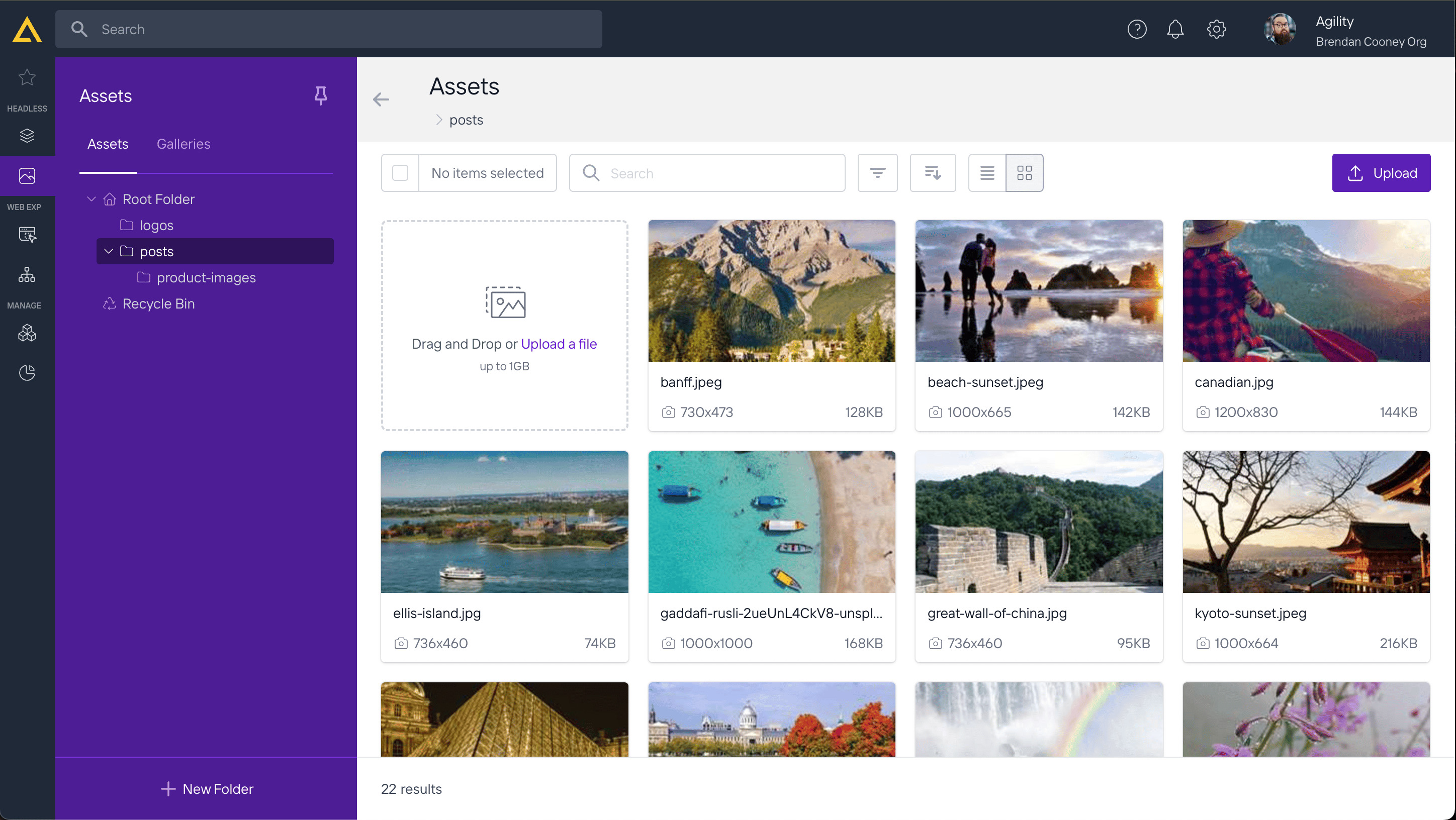 screenshot of Agility CMS